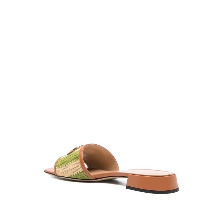 block-heel sandals neutrals/green by Selfnex