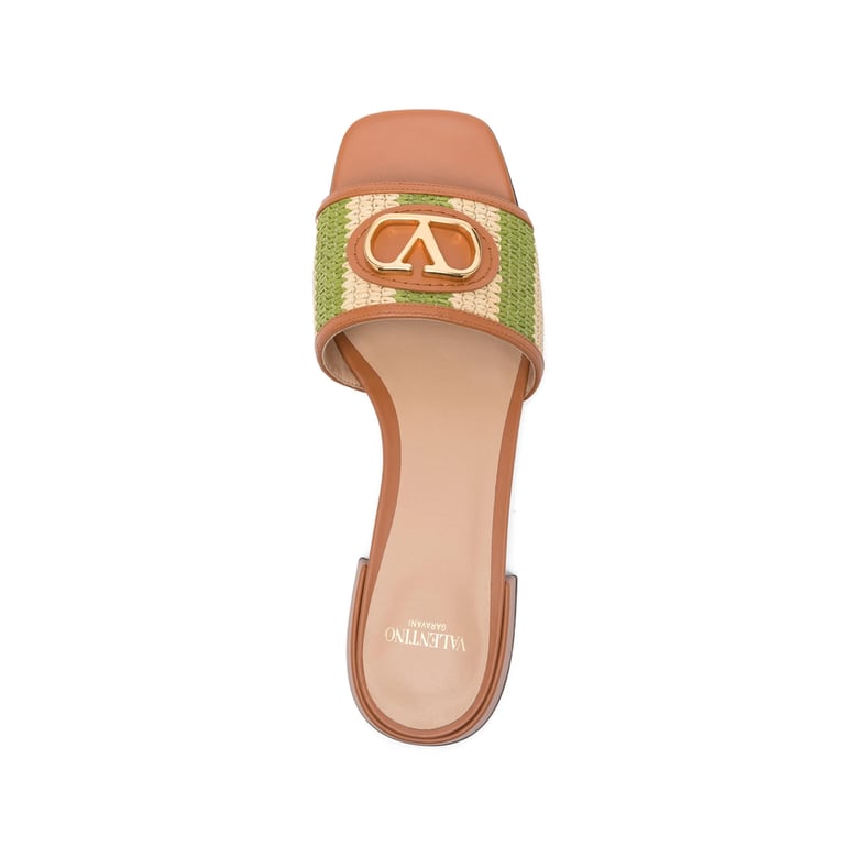 block-heel sandals neutrals/green by Selfnex