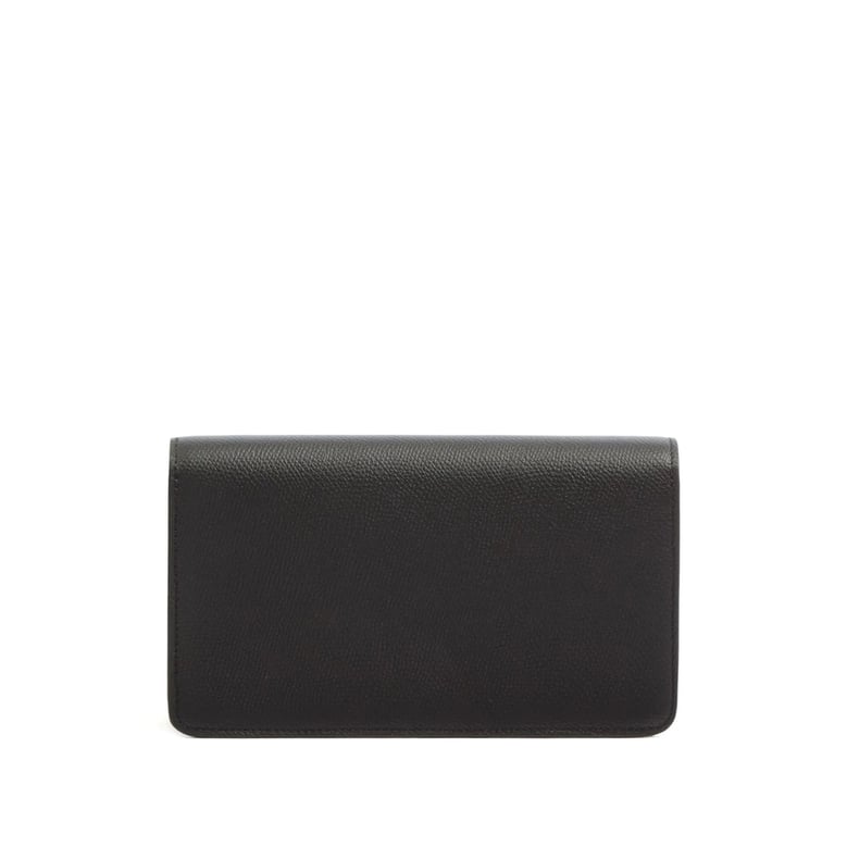 black calf leather foldover bag by Selfnex