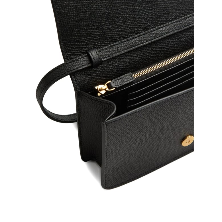 black calf leather foldover bag by Selfnex