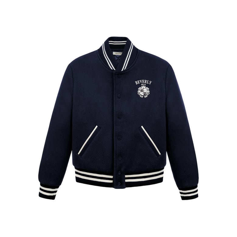 outerwear with striped trim and embroidery by Selfnex