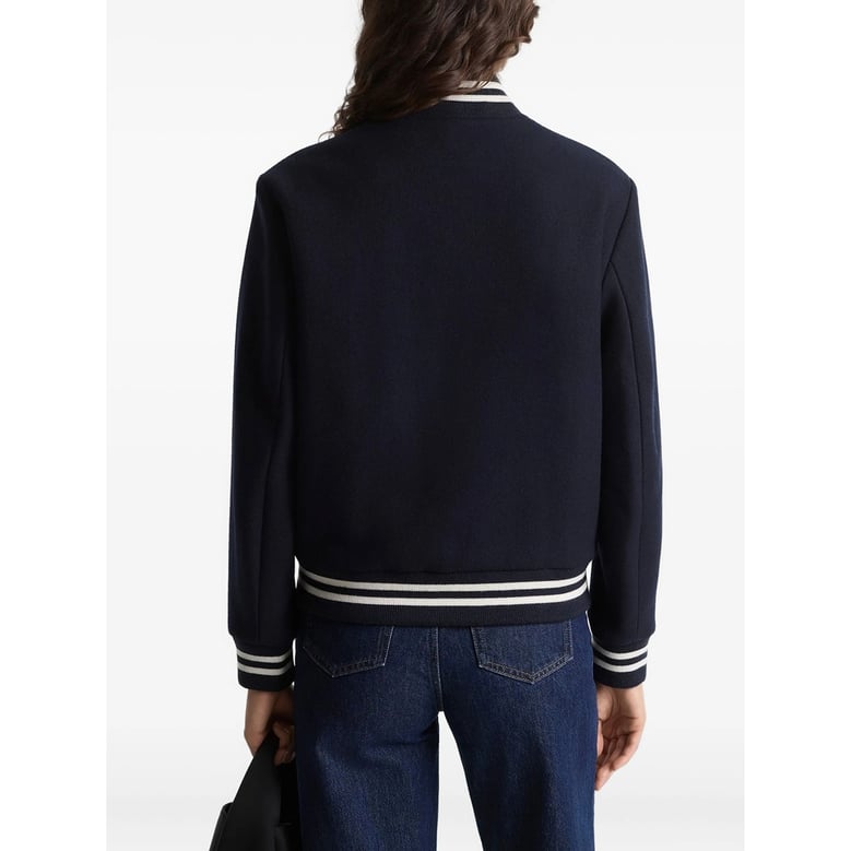 outerwear with striped trim and embroidery by Selfnex
