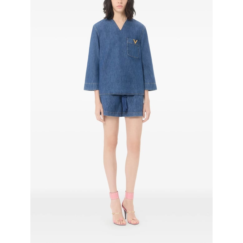 shorts v-motif chambray blue by Selfnex