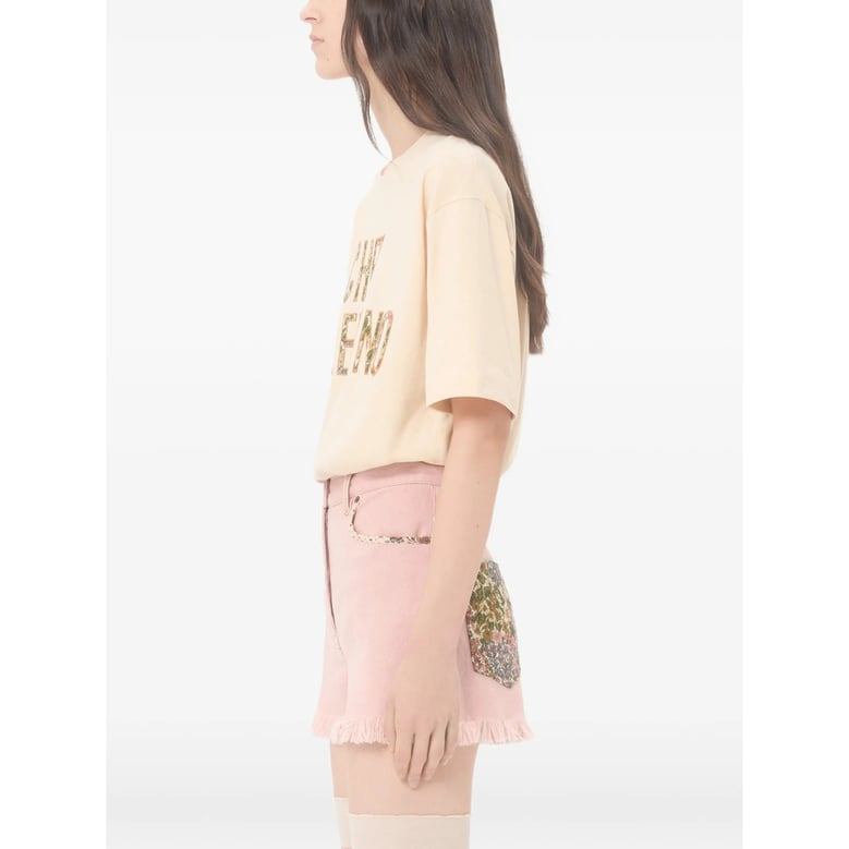 t-shirt cream floral print by Selfnex