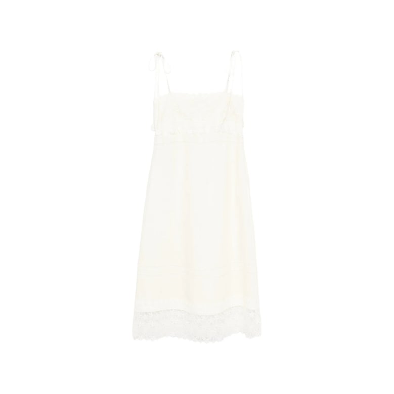 dress with lace trim and tie straps by Selfnex