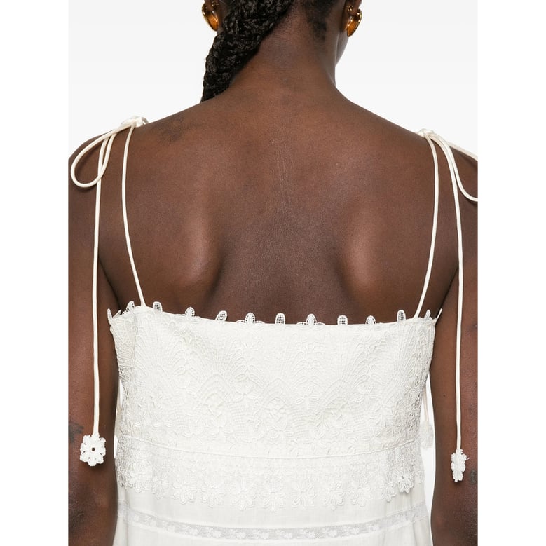 dress with lace trim and tie straps by Selfnex