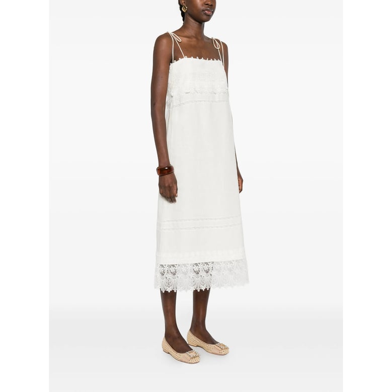 dress with lace trim and tie straps by Selfnex