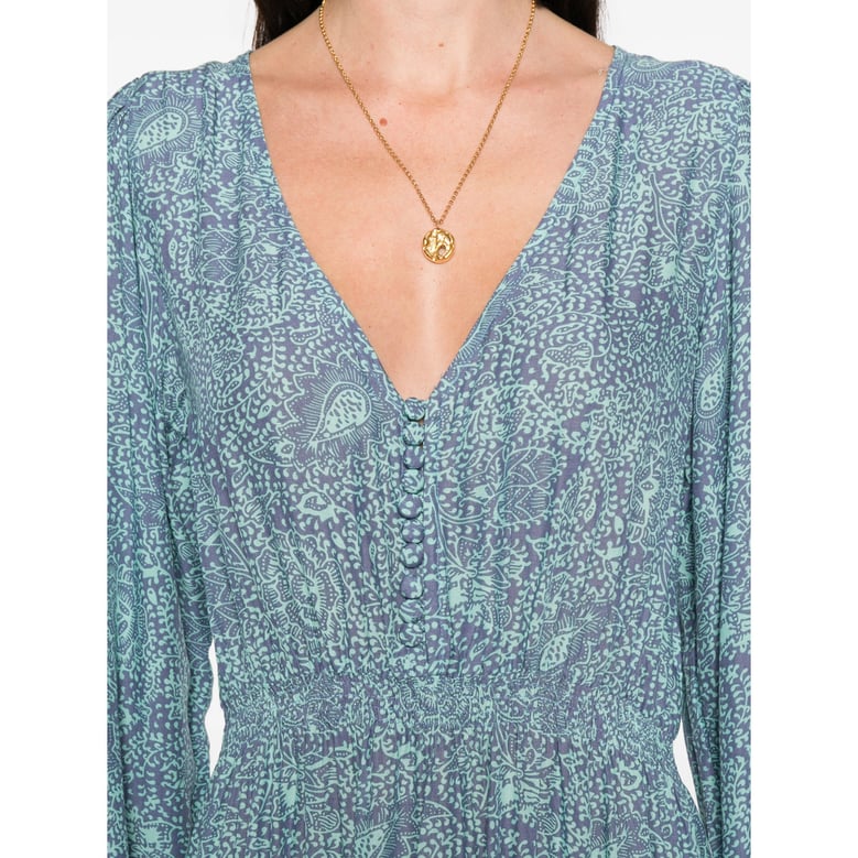 button fastening all-over print dress by Selfnex