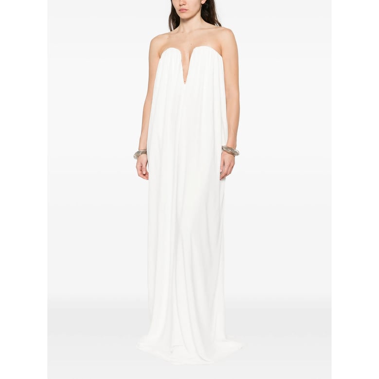 gathered detailing strapless dress by Selfnex