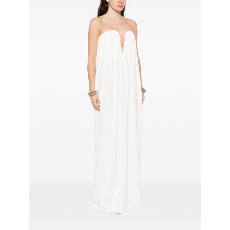 gathered detailing strapless dress by Selfnex