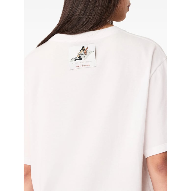 white graphic print crew neck t-shirt by Selfnex