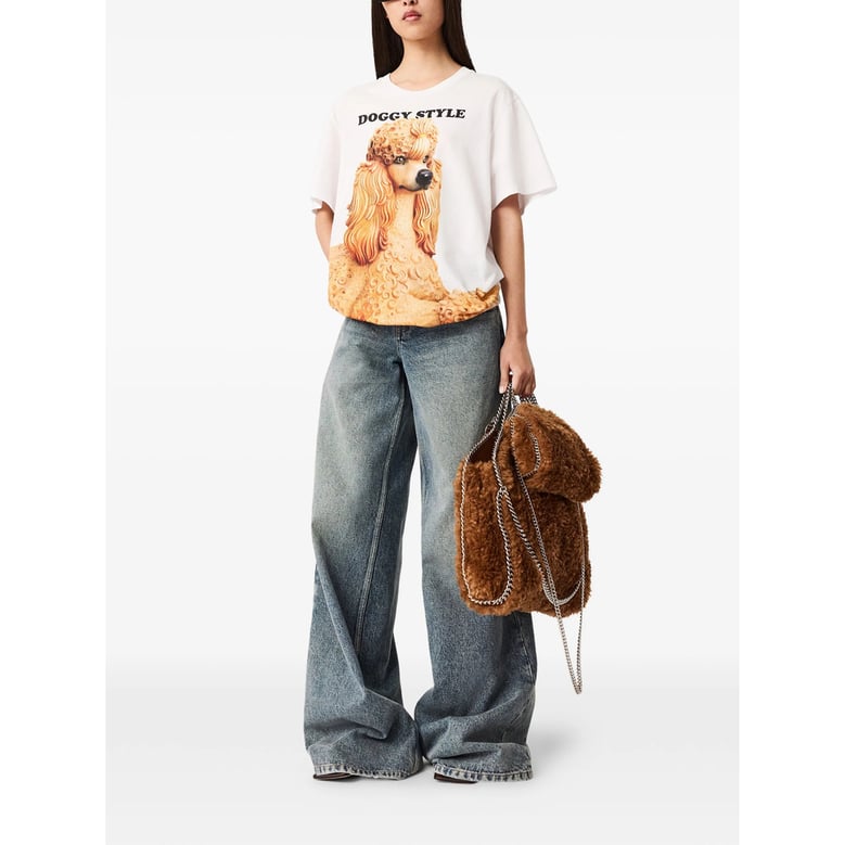 white graphic print crew neck t-shirt by Selfnex