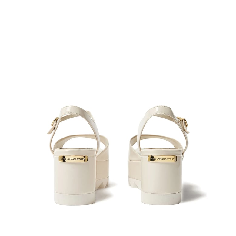 open toe shoes with logo plaque by Selfnex