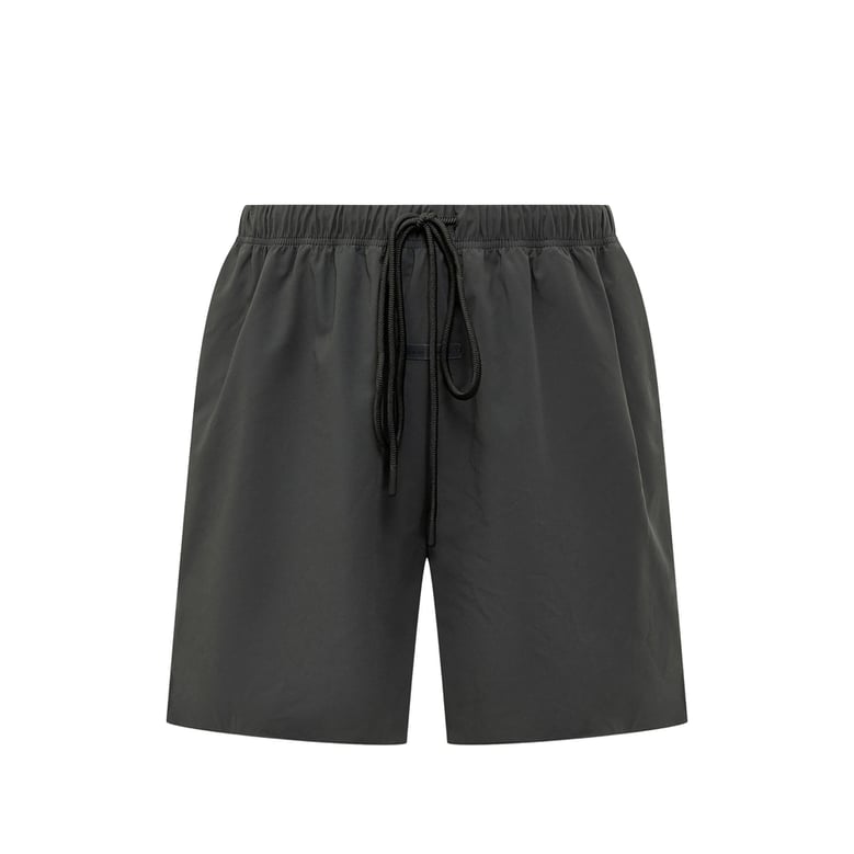 black drawstring track shorts by Selfnex
