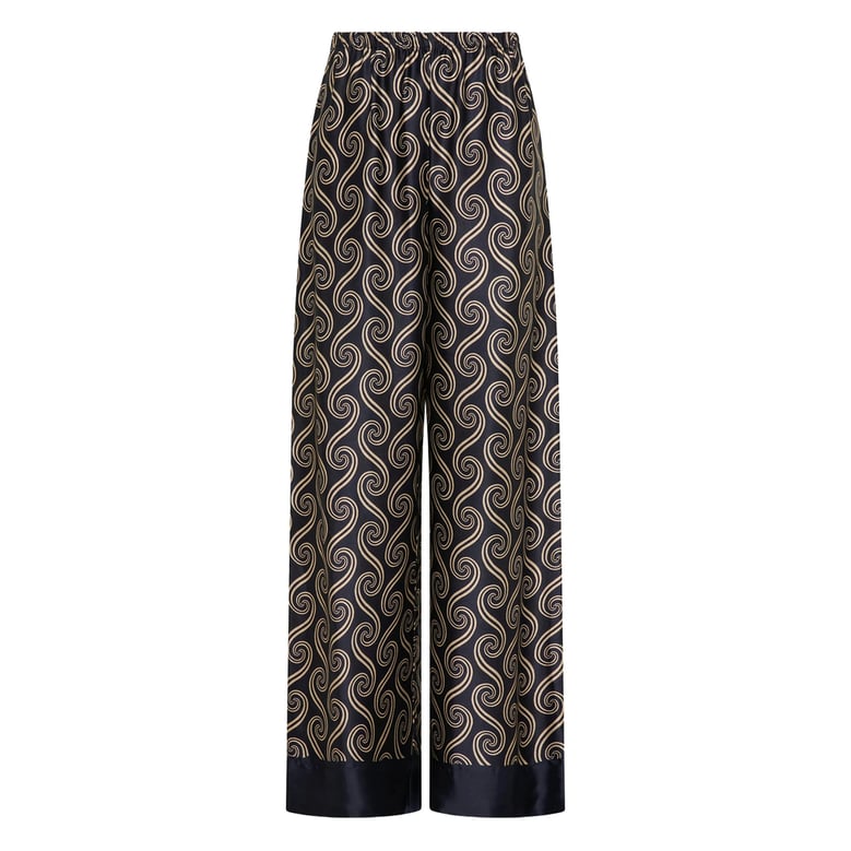blue wide leg trousers with border trim by Selfnex