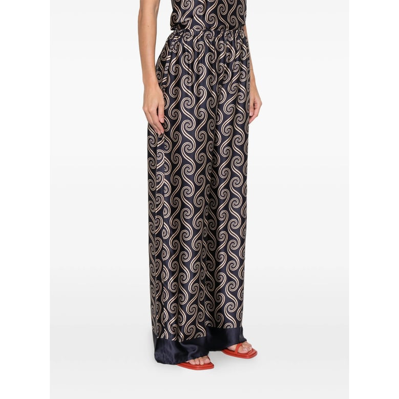 blue wide leg trousers with border trim by Selfnex