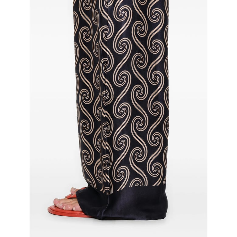 blue wide leg trousers with border trim by Selfnex