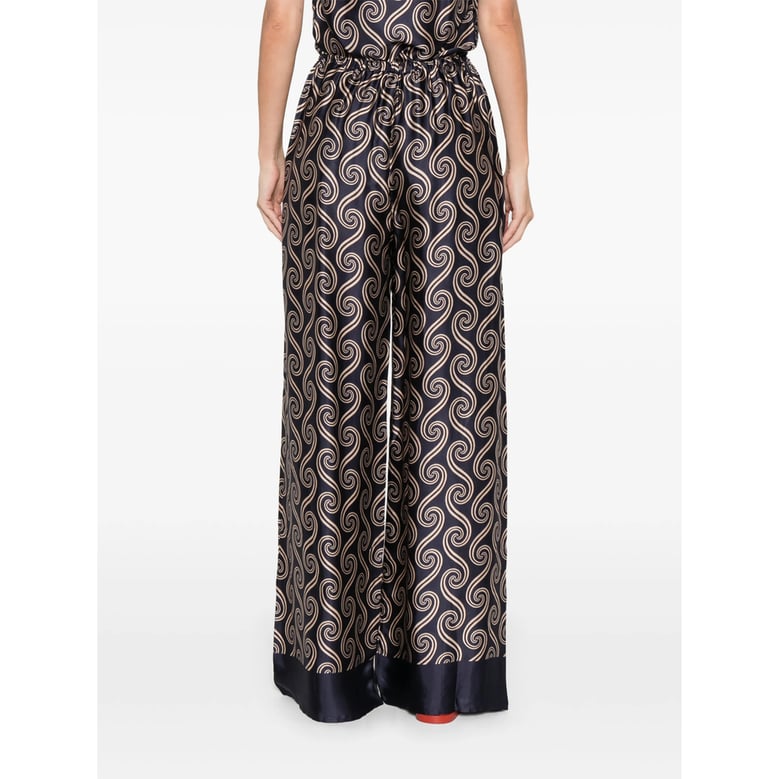 blue wide leg trousers with border trim by Selfnex