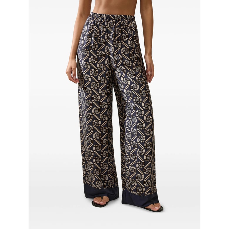 blue wide leg trousers with border trim by Selfnex