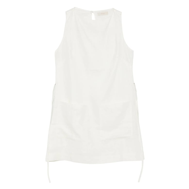 white boat neck dress by Selfnex
