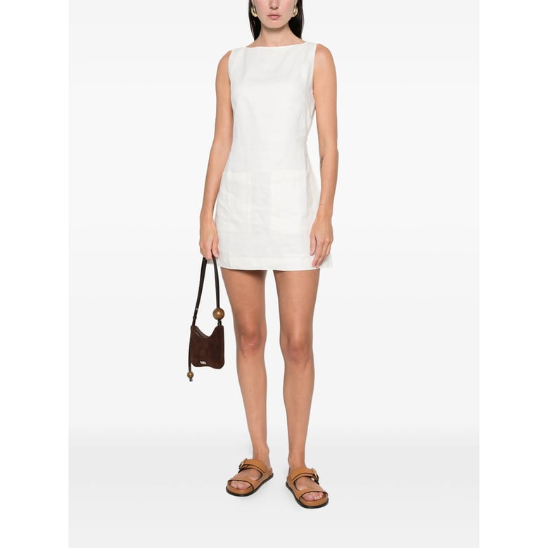 white boat neck dress by Selfnex