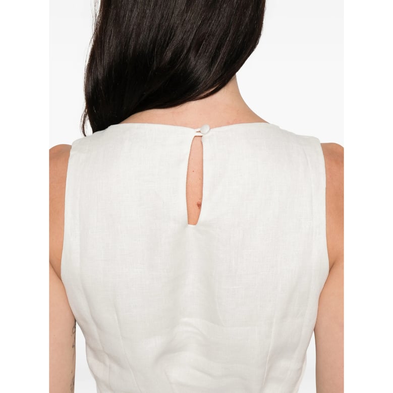 white boat neck dress by Selfnex