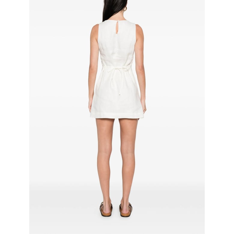white boat neck dress by Selfnex