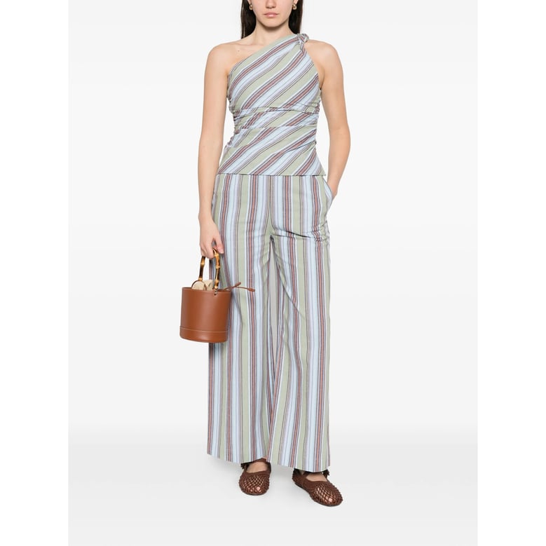 blue striped wide leg trousers by Selfnex
