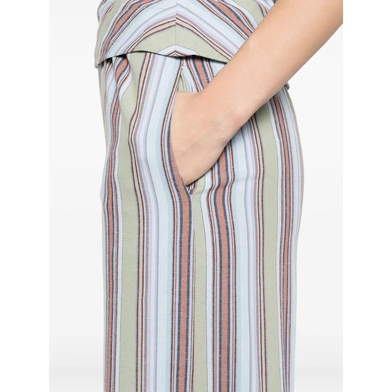 blue striped wide leg trousers by Selfnex