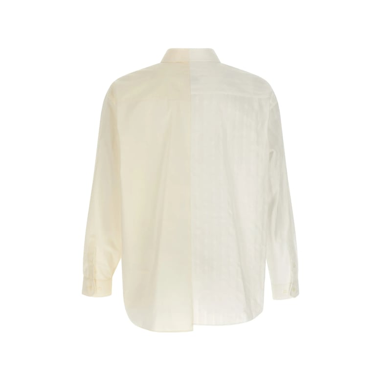 beige button-down shirt with rounded hem by Selfnex