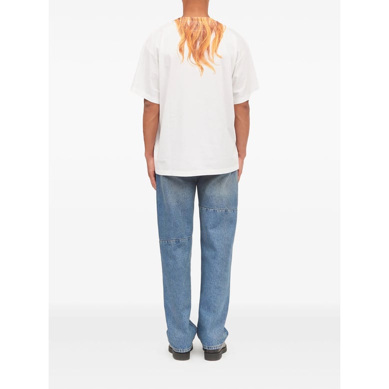 printed white round neck t-shirt by Selfnex