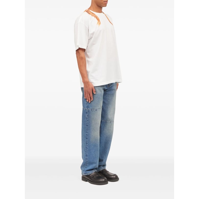printed white round neck t-shirt by Selfnex