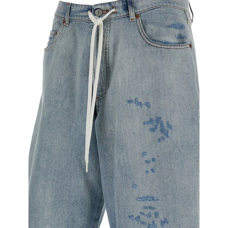 blue five pocket shorts with drawstring by Selfnex