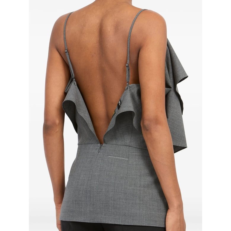 top with ruffled detail and spaghetti straps by Selfnex