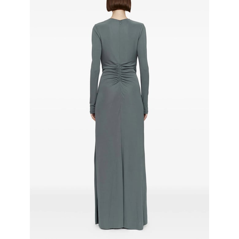blue granite v-neck dress with crystal embellishments by Selfnex