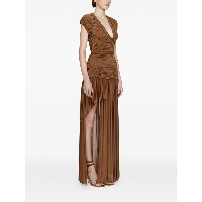 dress with asymmetric hem and ruched detail by Selfnex