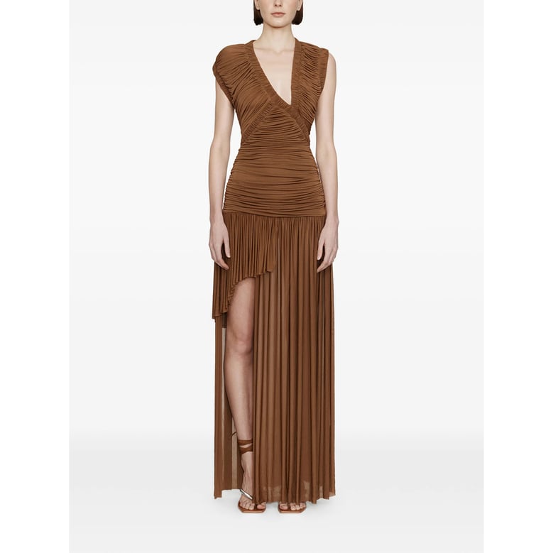 dress with asymmetric hem and ruched detail by Selfnex