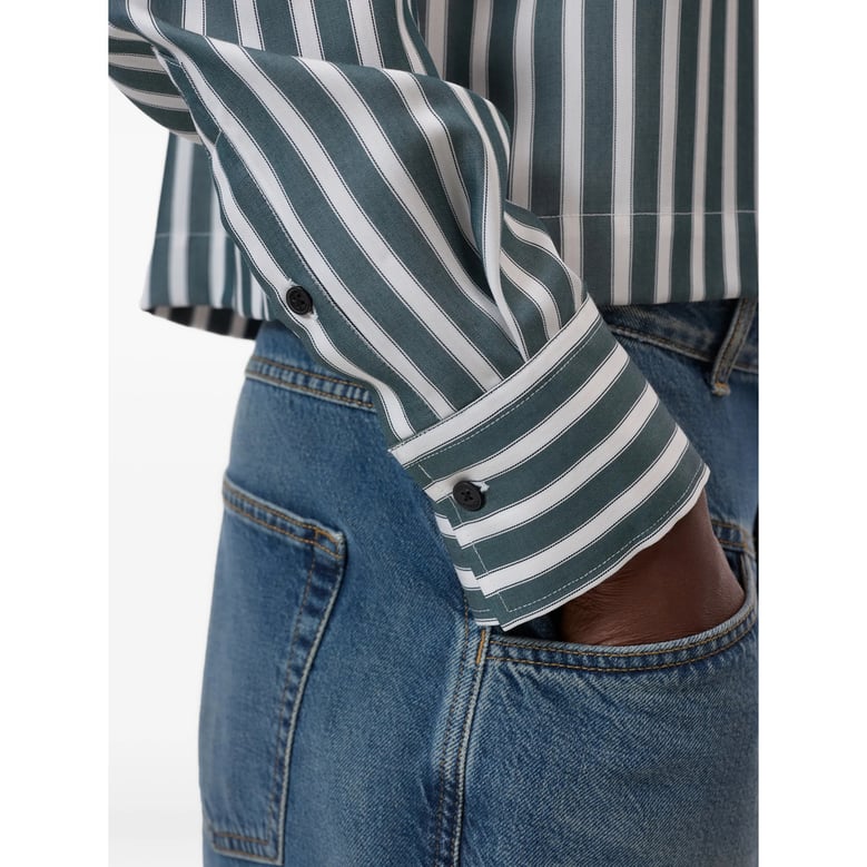 green striped pattern shirt by Selfnex