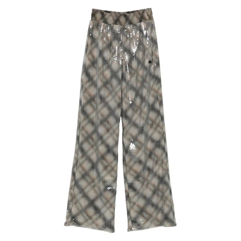 beige plaid pattern trousers by Selfnex