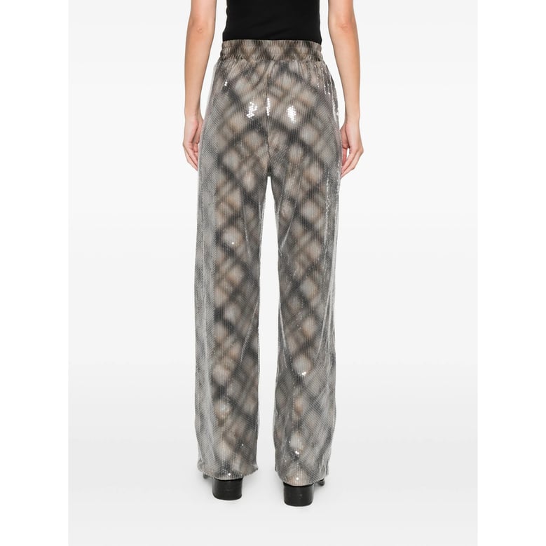 beige plaid pattern trousers by Selfnex
