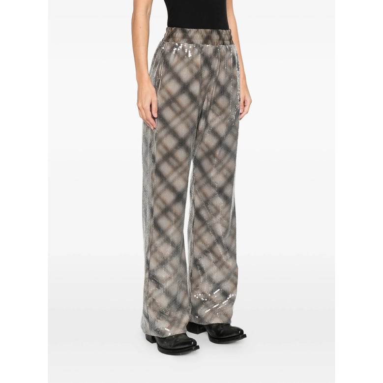 beige plaid pattern trousers by Selfnex