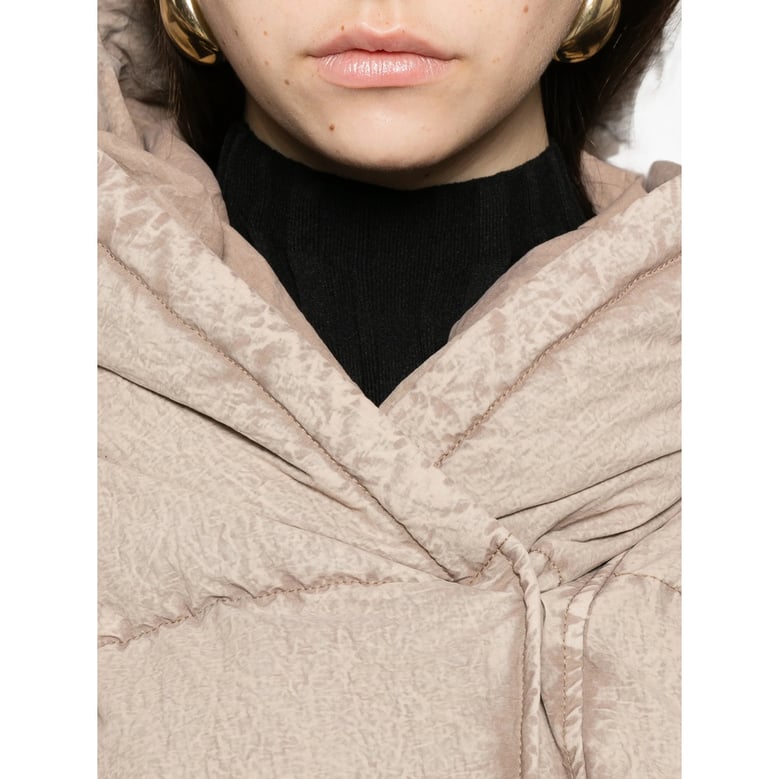 beige padded hooded jacket by Selfnex