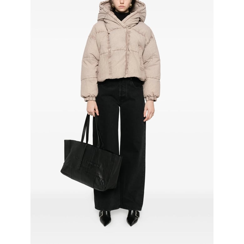 beige padded hooded jacket by Selfnex