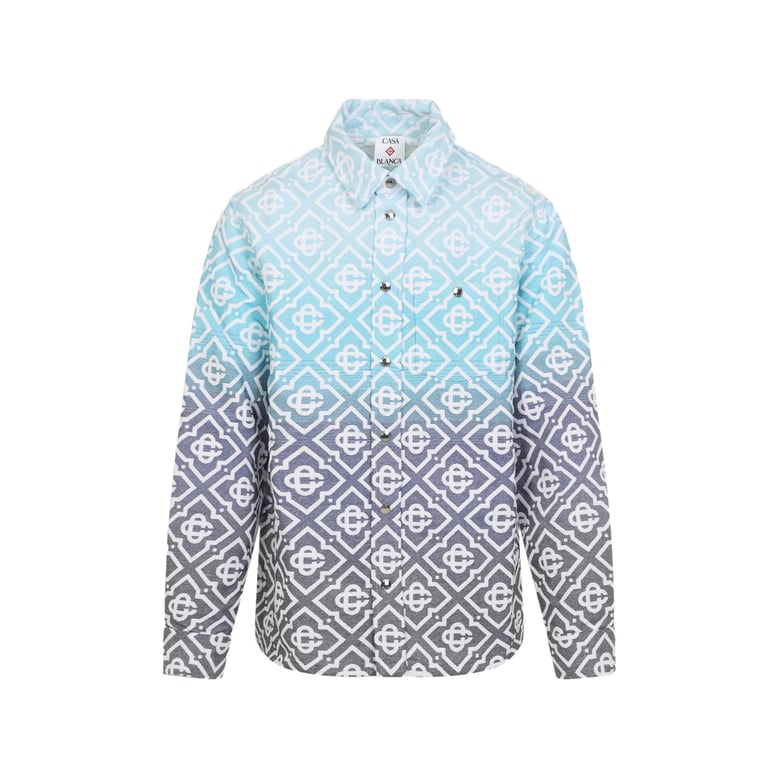 light blue and grey monogram shirt by Selfnex