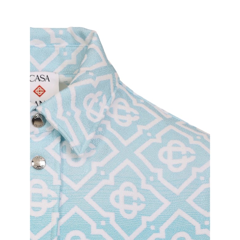 light blue and grey monogram shirt by Selfnex