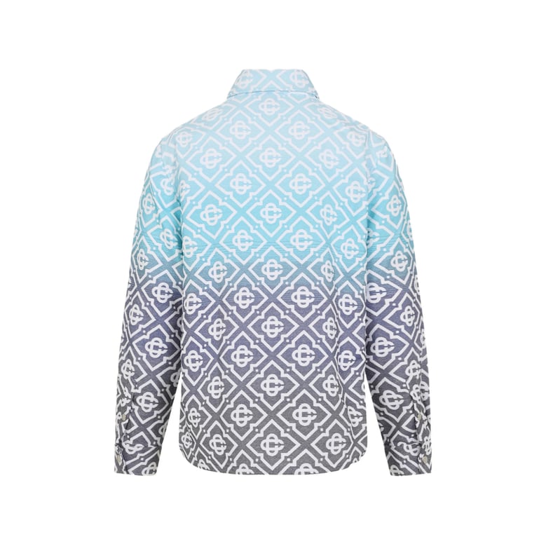 light blue and grey monogram shirt by Selfnex