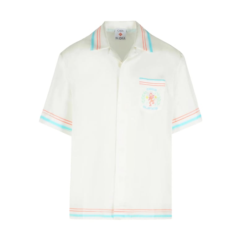 white camp collar shirt with pocket by Selfnex