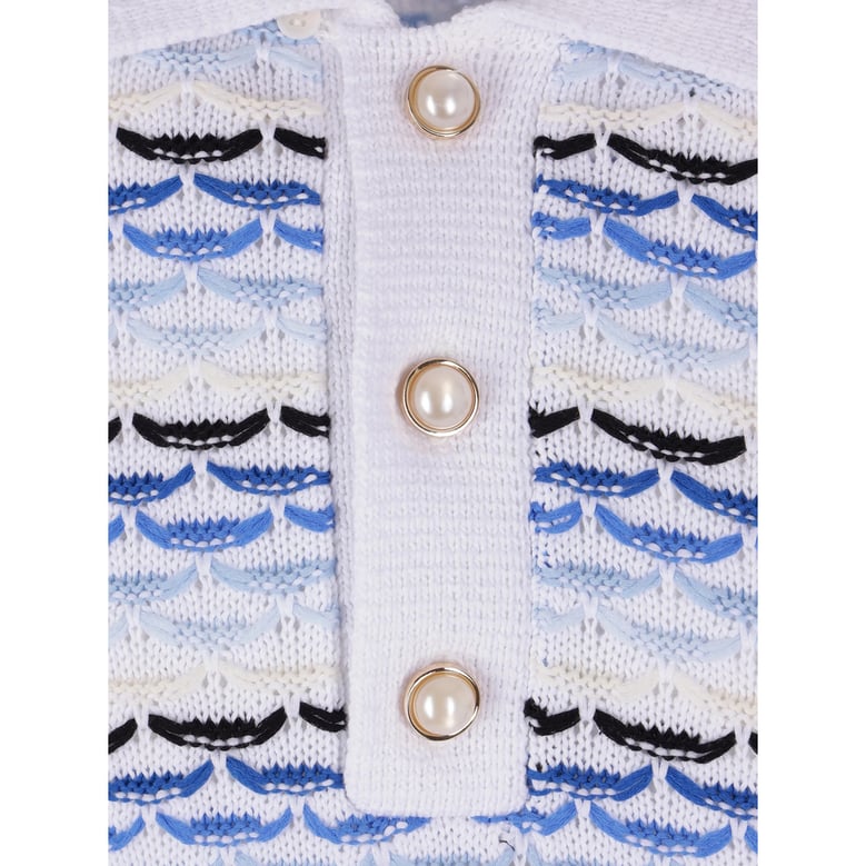 blue striped sweater with logo appliqué by Selfnex