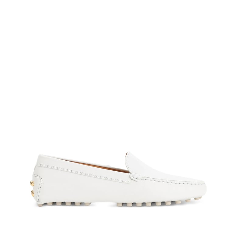 white leather shoes with gold-tone studs by Selfnex