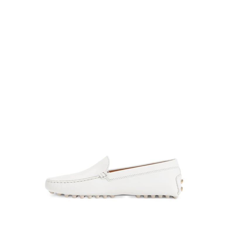 white leather shoes with gold-tone studs by Selfnex